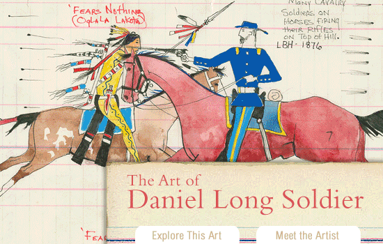 Ledger art by Oglala Lakota Sioux artrist Daniel Long Soldier